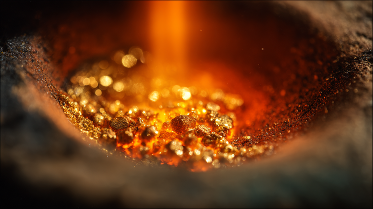 Gold being melted for jewelry making